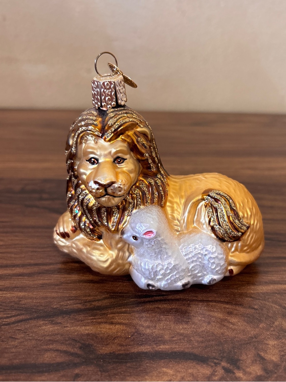 Old World Christmas Lion and Lamb Blown Glass Ornament OWC 12086 Religious